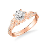 Petaluma Contemporary Side Stone Floral Diamond Engagement Ring