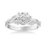 Petaluma Contemporary Side Stone Floral Diamond Engagement Ring