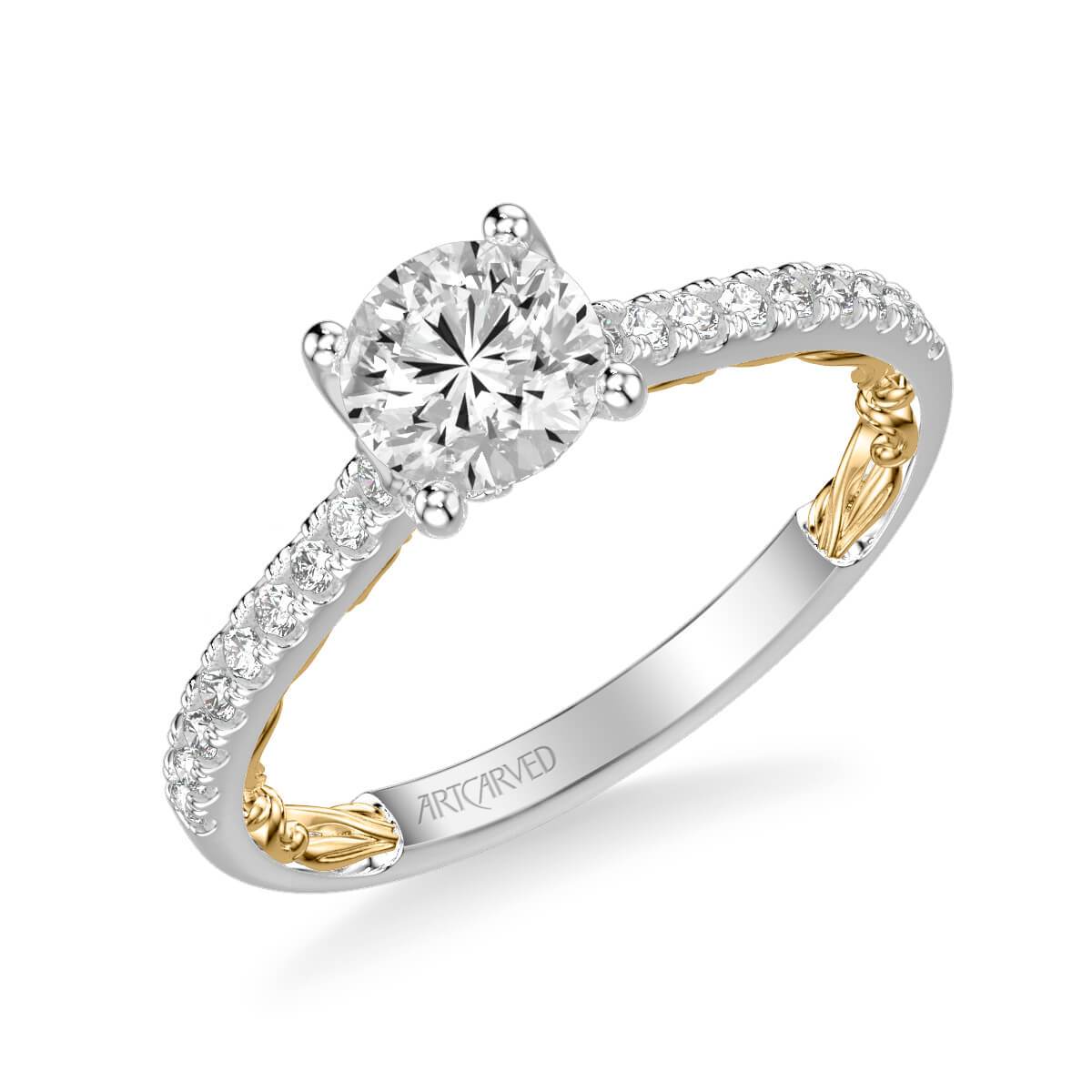 Marta Lyric Collection Classic Side Stone Diamond Engagement Ring