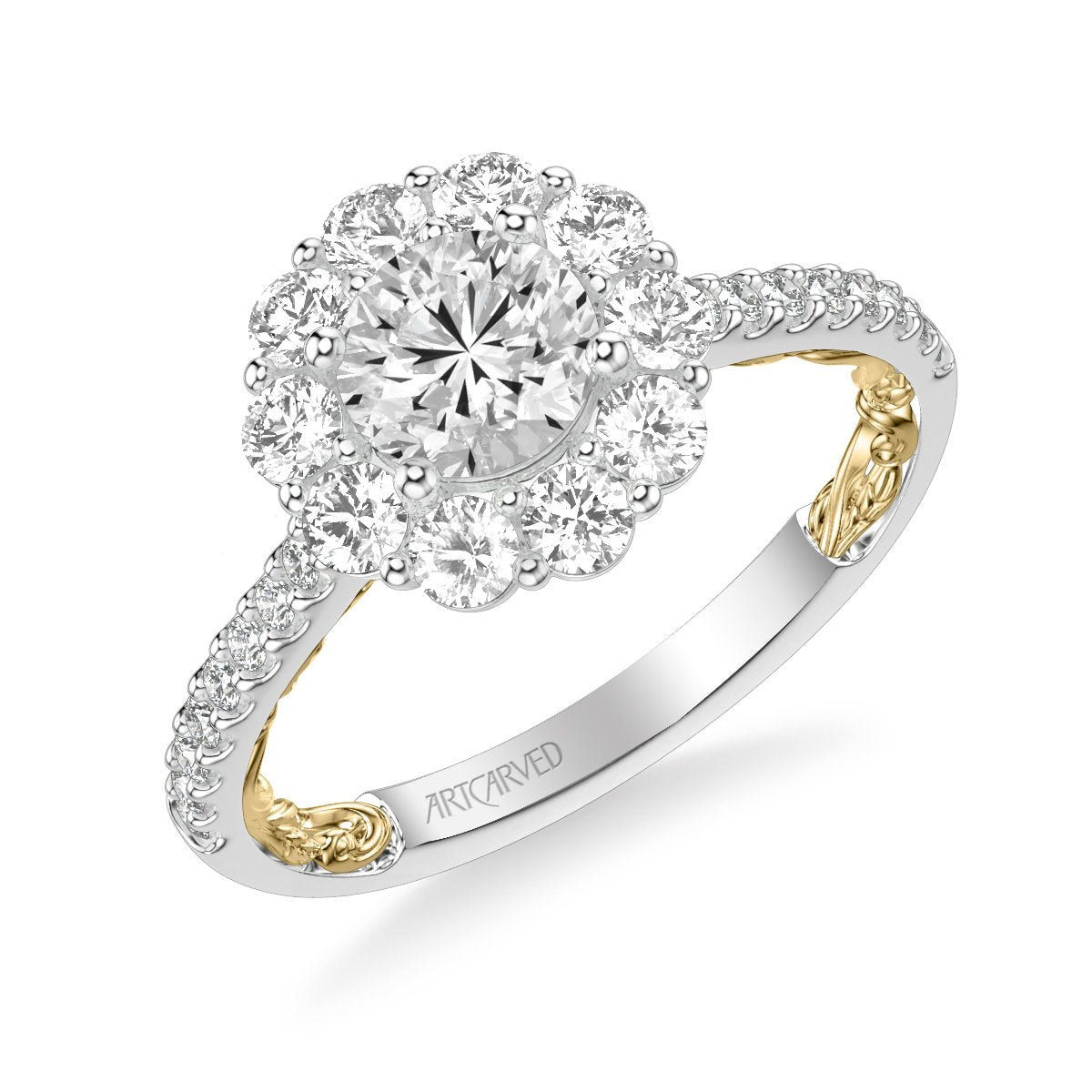 Cici Lyric Collection Classic Round Halo Diamond Engagement Ring