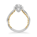 Ainsley Lyric Collection Contemporary Cushion Halo Twist Diamond Engagement Ring