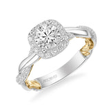 Ainsley Lyric Collection Contemporary Cushion Halo Twist Diamond Engagement Ring