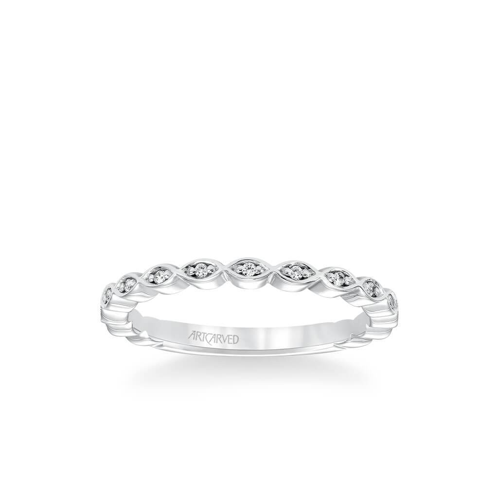 Stackable Band with Diamond Petal Design