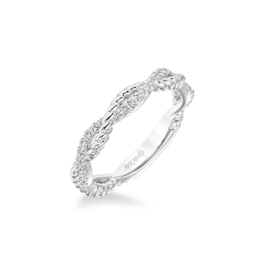 Stackable Band with Half Diamond Half Rope Twist