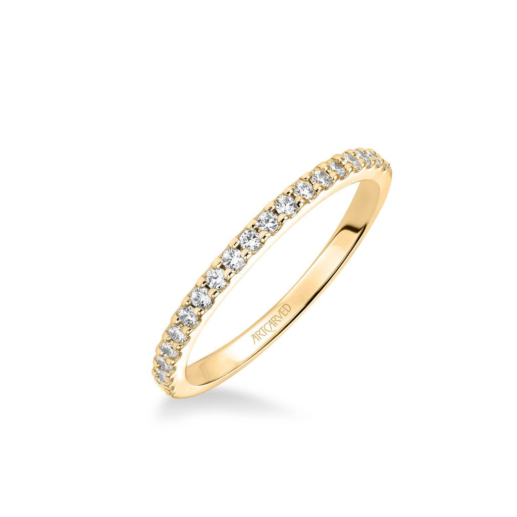 Stackable Band with Shared Prong Set Diamonds
