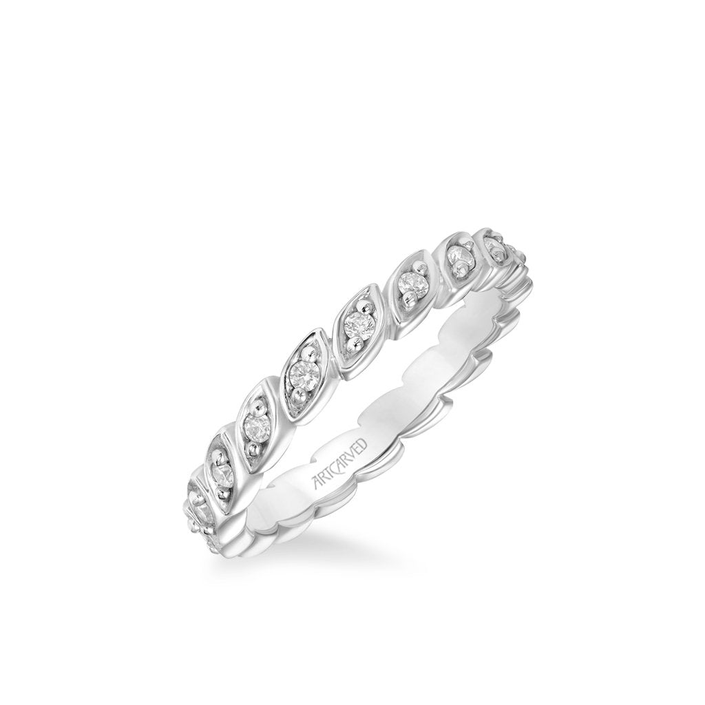 Stackable Eternity Band with Diamond Petal Design