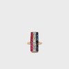 Vintage Art Deco 14KT Rose Gold Ruby, Sapphire And Diamond Ring