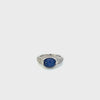 Estate Platinum Diamond And Cabochon Sapphire Ring