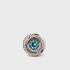 Estate 14KT White Gold Blue Topaz Diamond Circle Ring