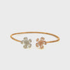 14KT Tri-Color Gold Double Flower Bangle