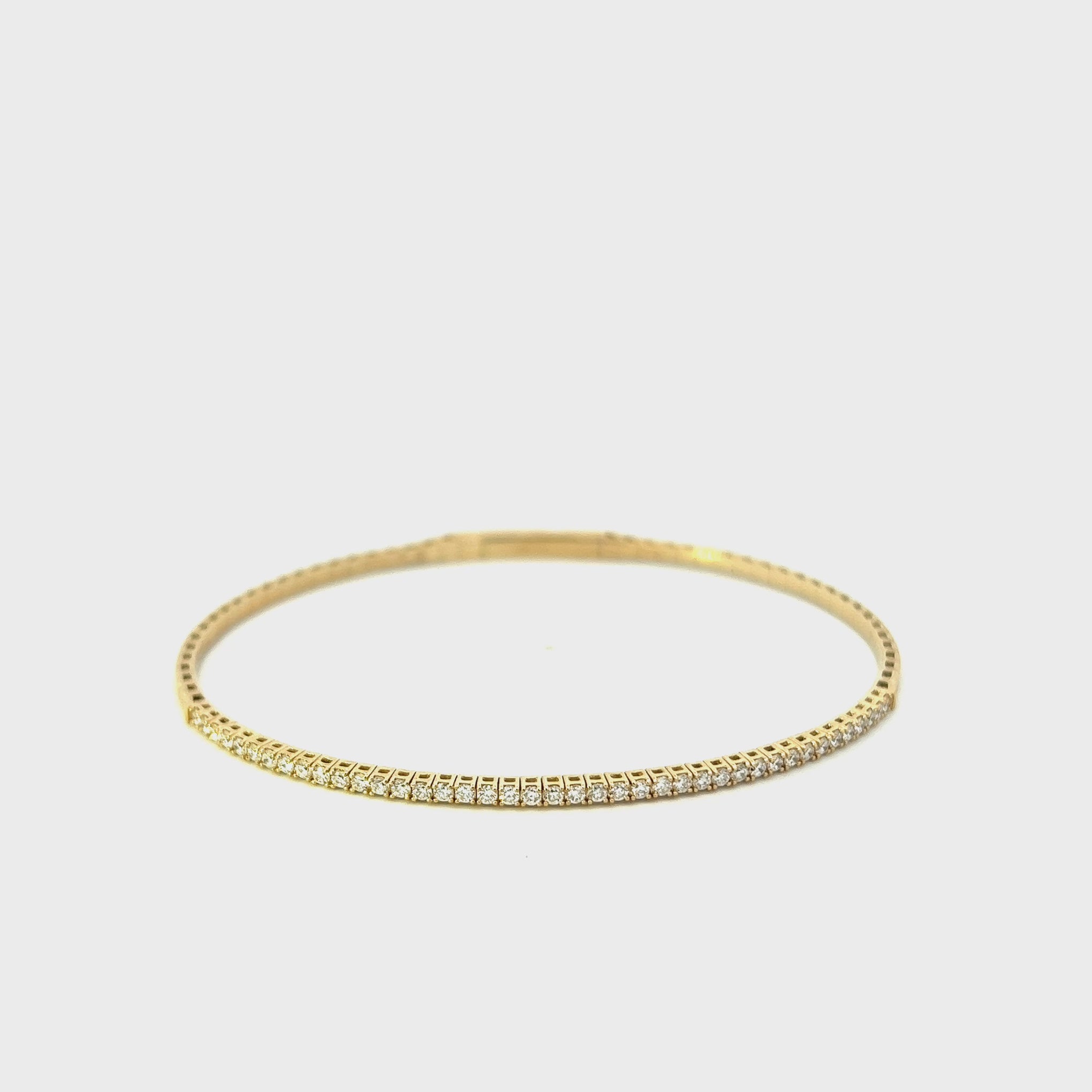 14KT Yellow Gold And Round Cut Diamond Flex Bangle