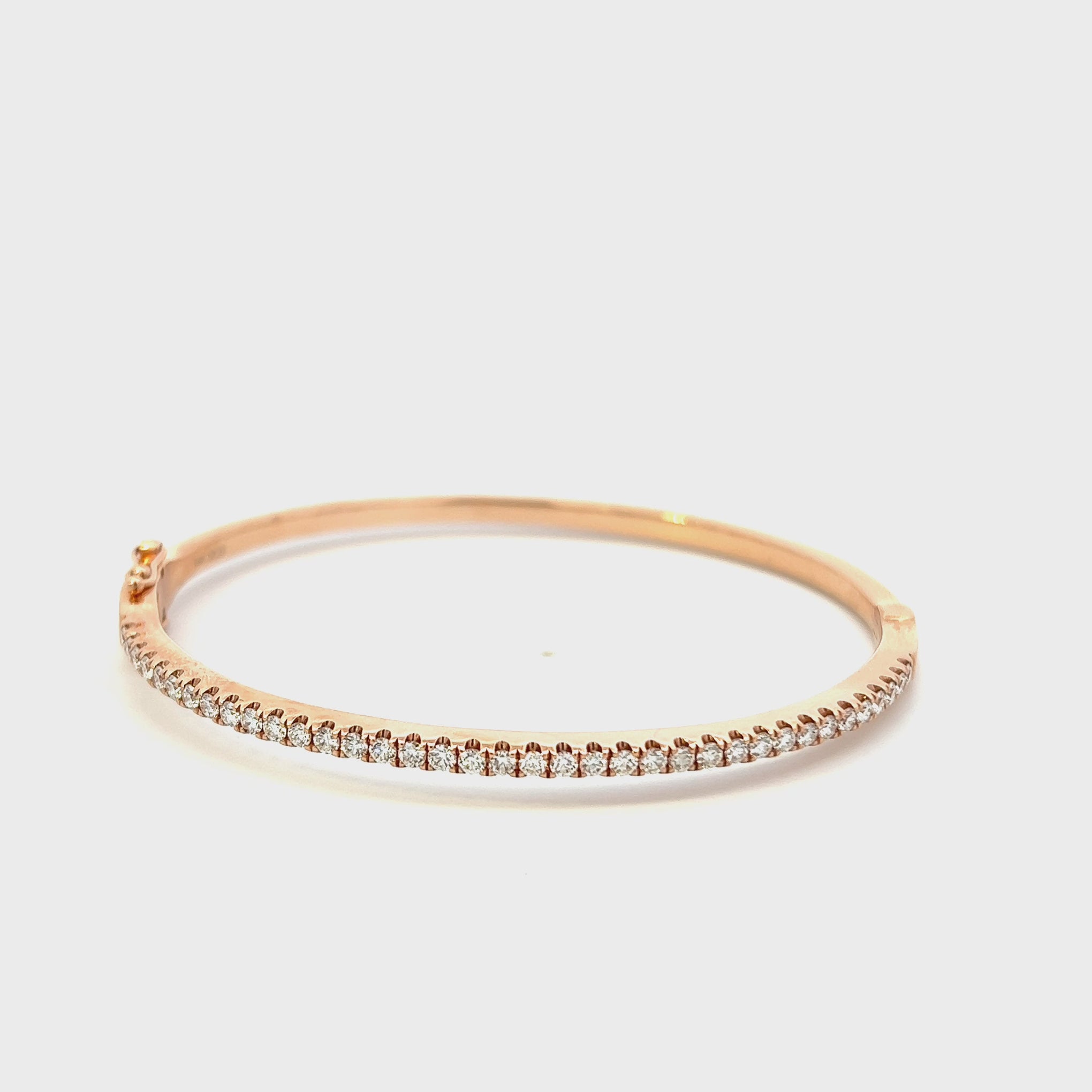 14KT Rose Gold Round Cut Diamond Bangle