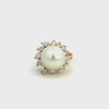 Estate 18KT Yellow Gold 1970s South Sea Pearl And Diamond Ring