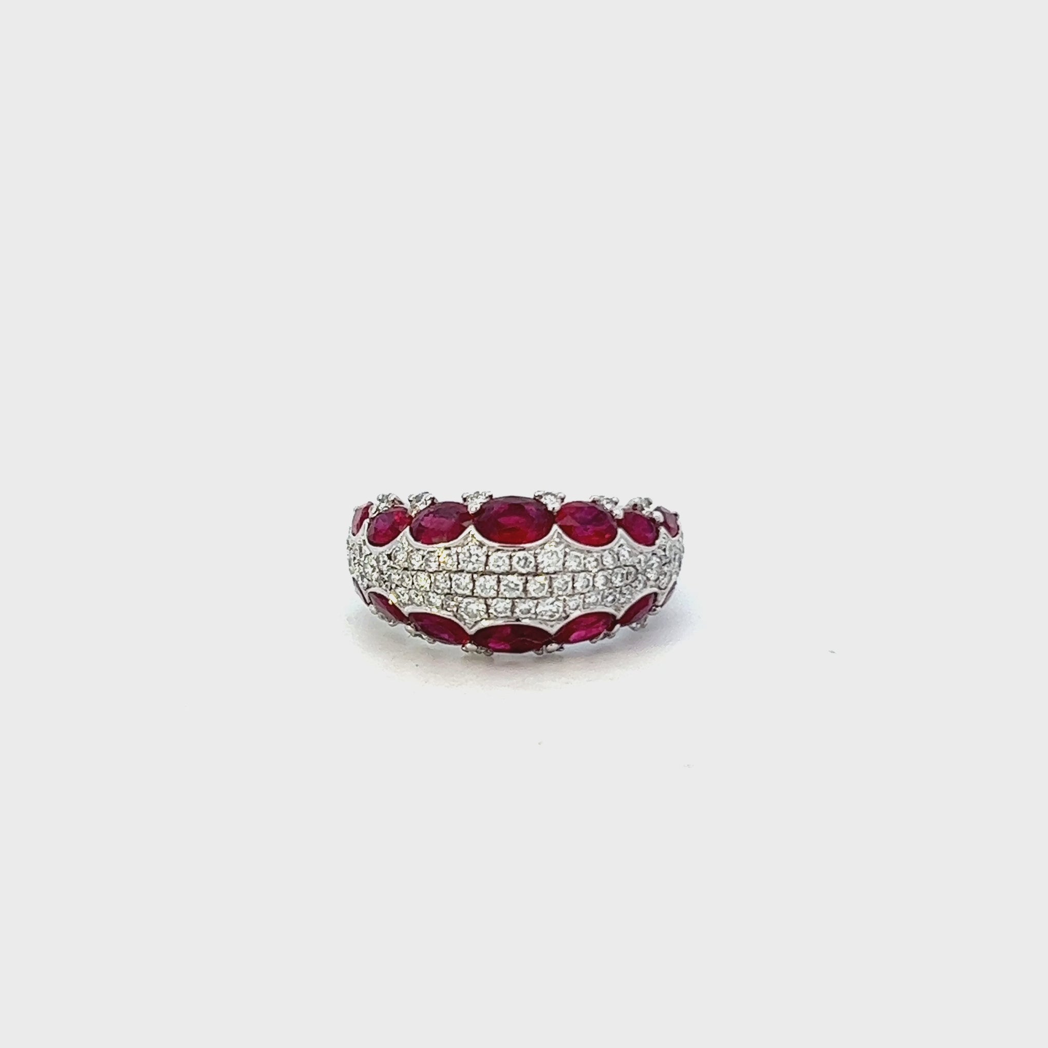 18KT WHITE GOLD RUBY AND PAVE' DIAMOND RING
