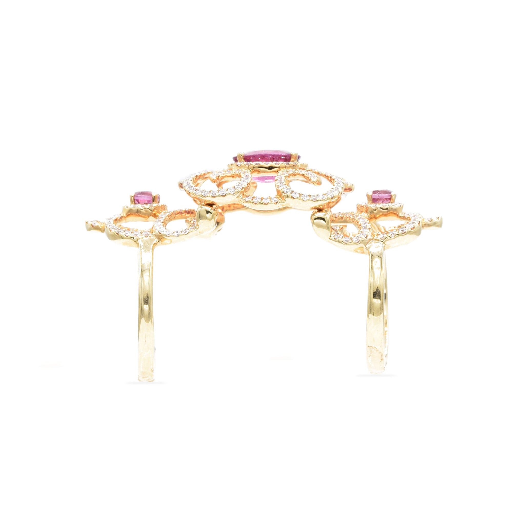 18kt Rose Gold, Rubellite and Diamond Double Ring