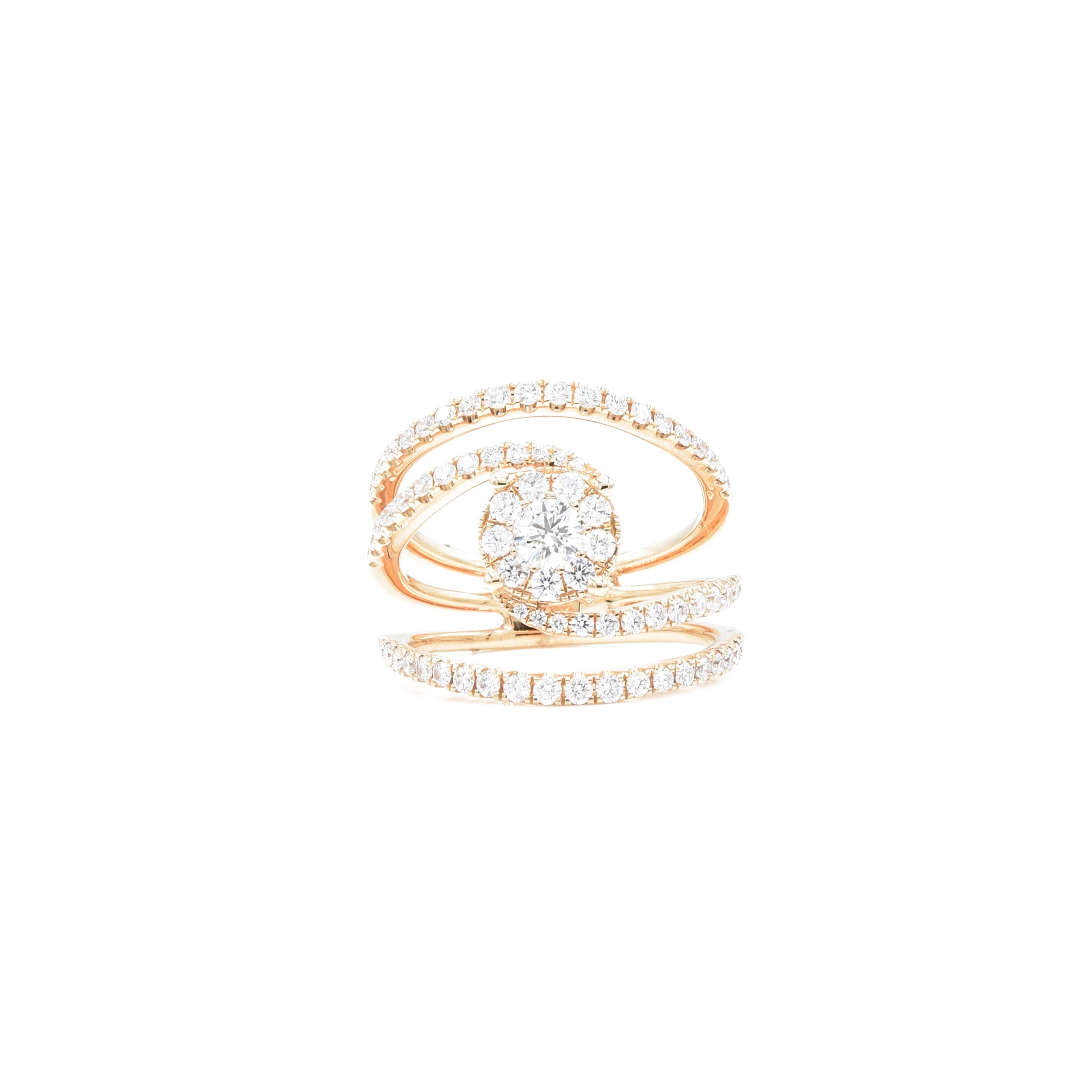 18kt Rose Gold Diamond Wide Swirl Ring