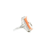 Estate Art Deco 14KT Cameo Ring With Diamonds