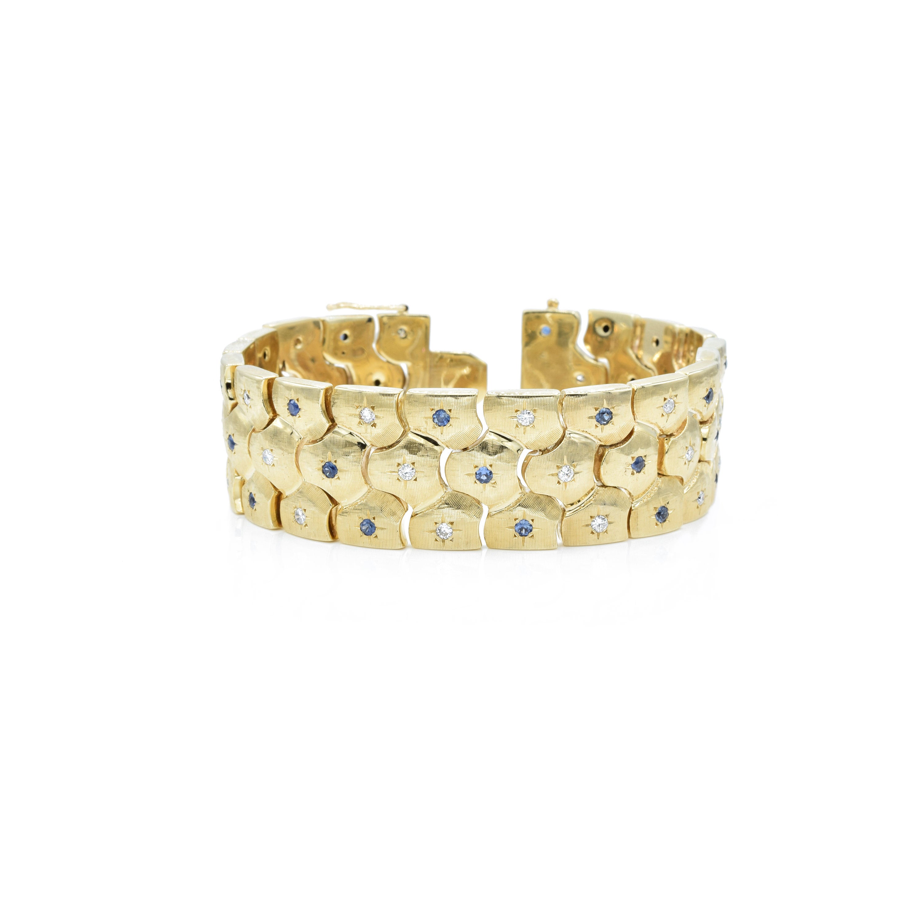 Estate 14KT Yellow Gold Sapphire And Diamond Bracelet