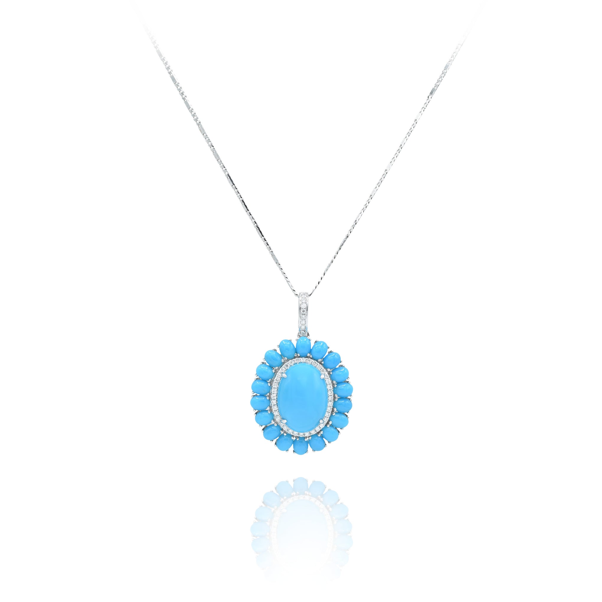 18kt White Gold Turquoise and Diamond Pendant