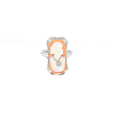 Estate Art Deco 14KT Cameo Ring With Diamonds