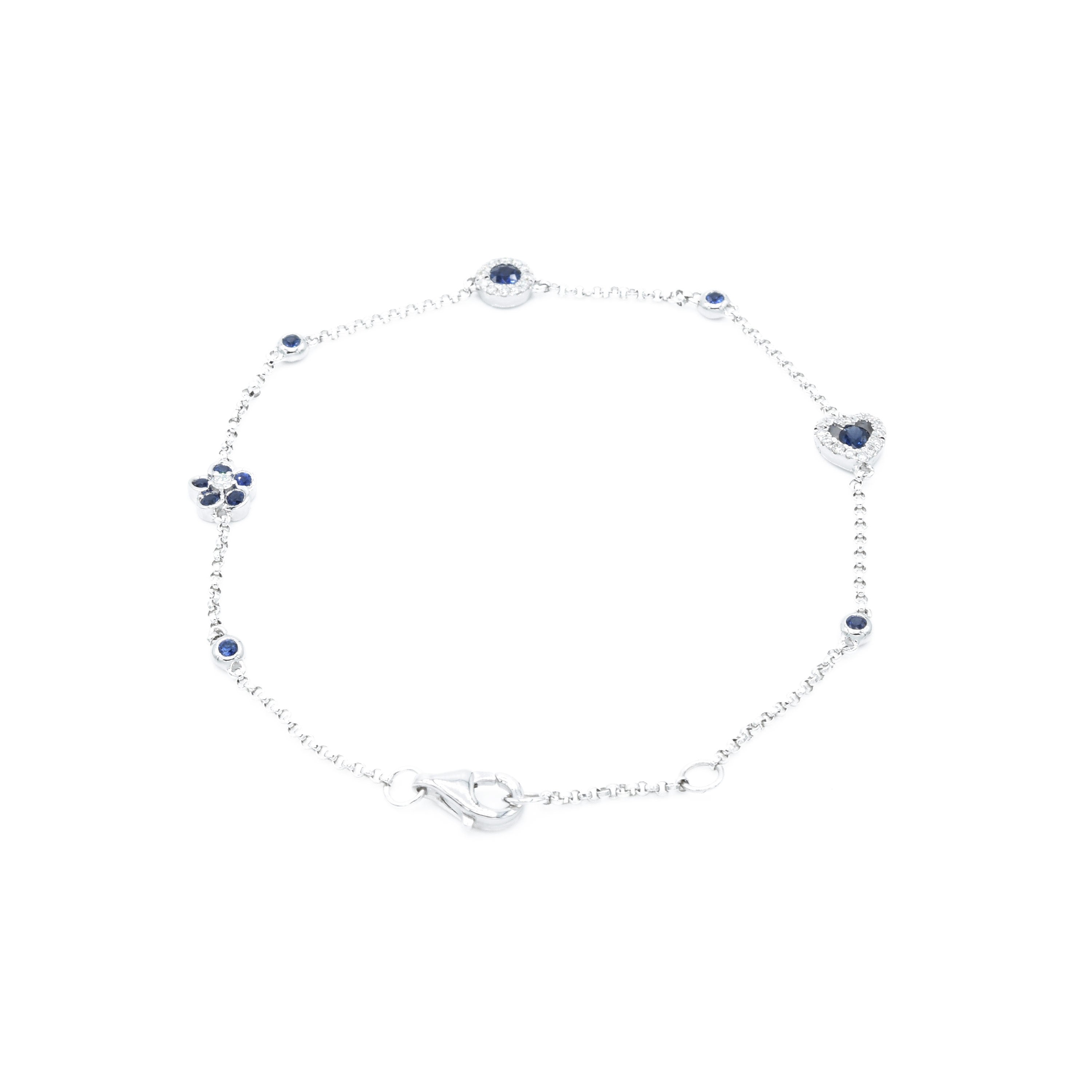 18kt White Gold Sapphire and Diamond Section Bracelet