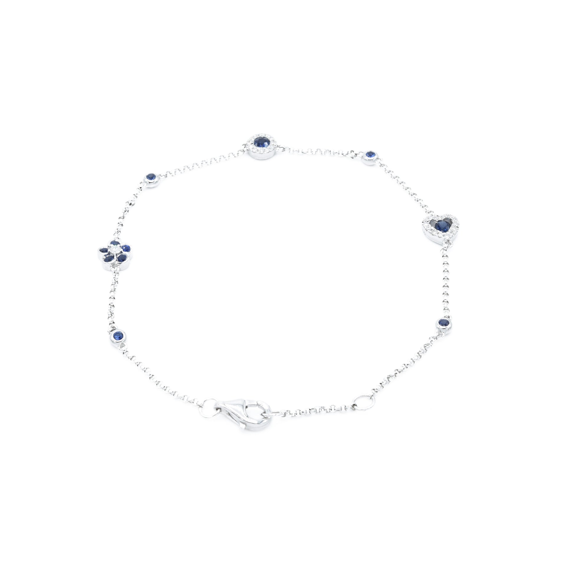 18kt White Gold Sapphire and Diamond Section Bracelet