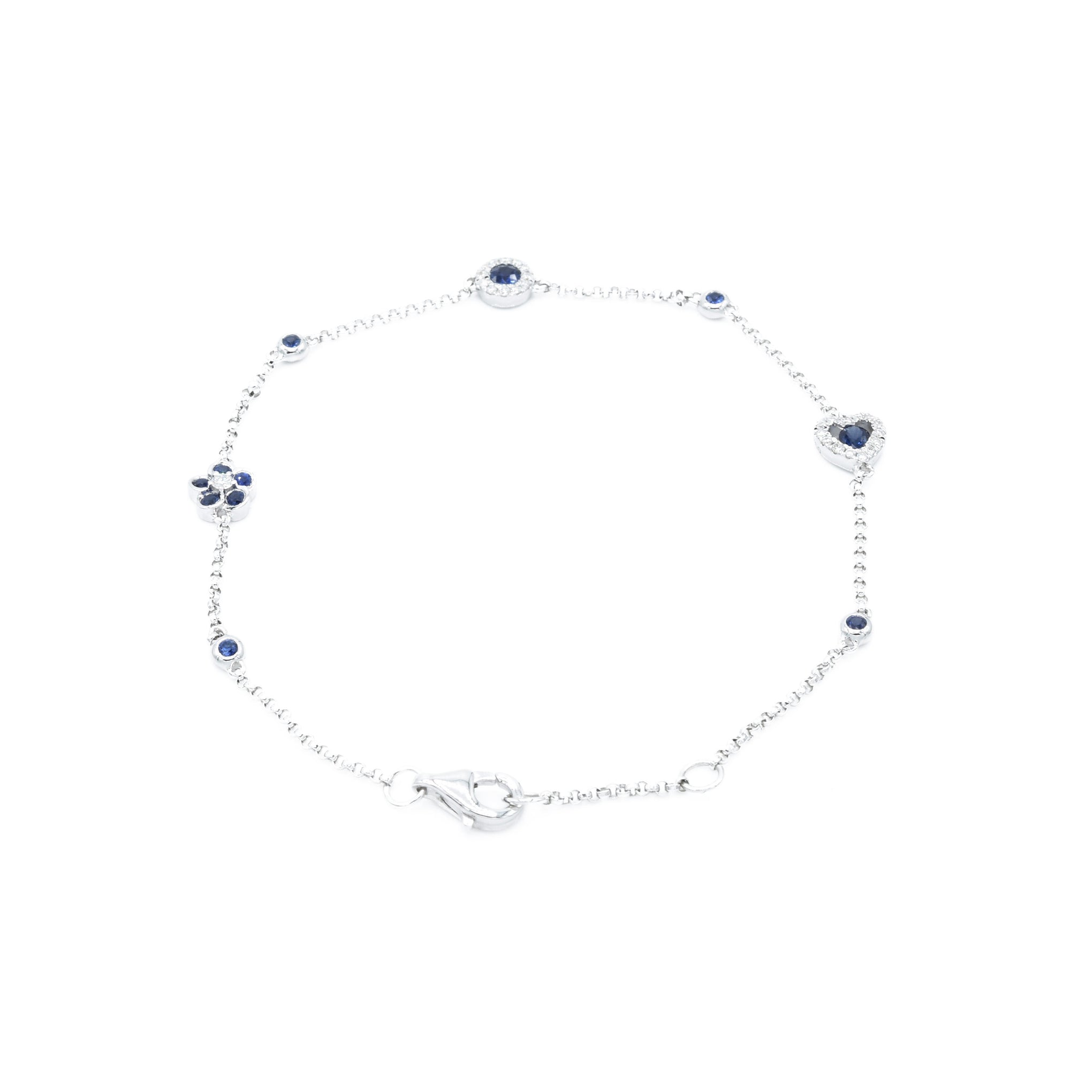 18kt White Gold Sapphire and Diamond Section Bracelet