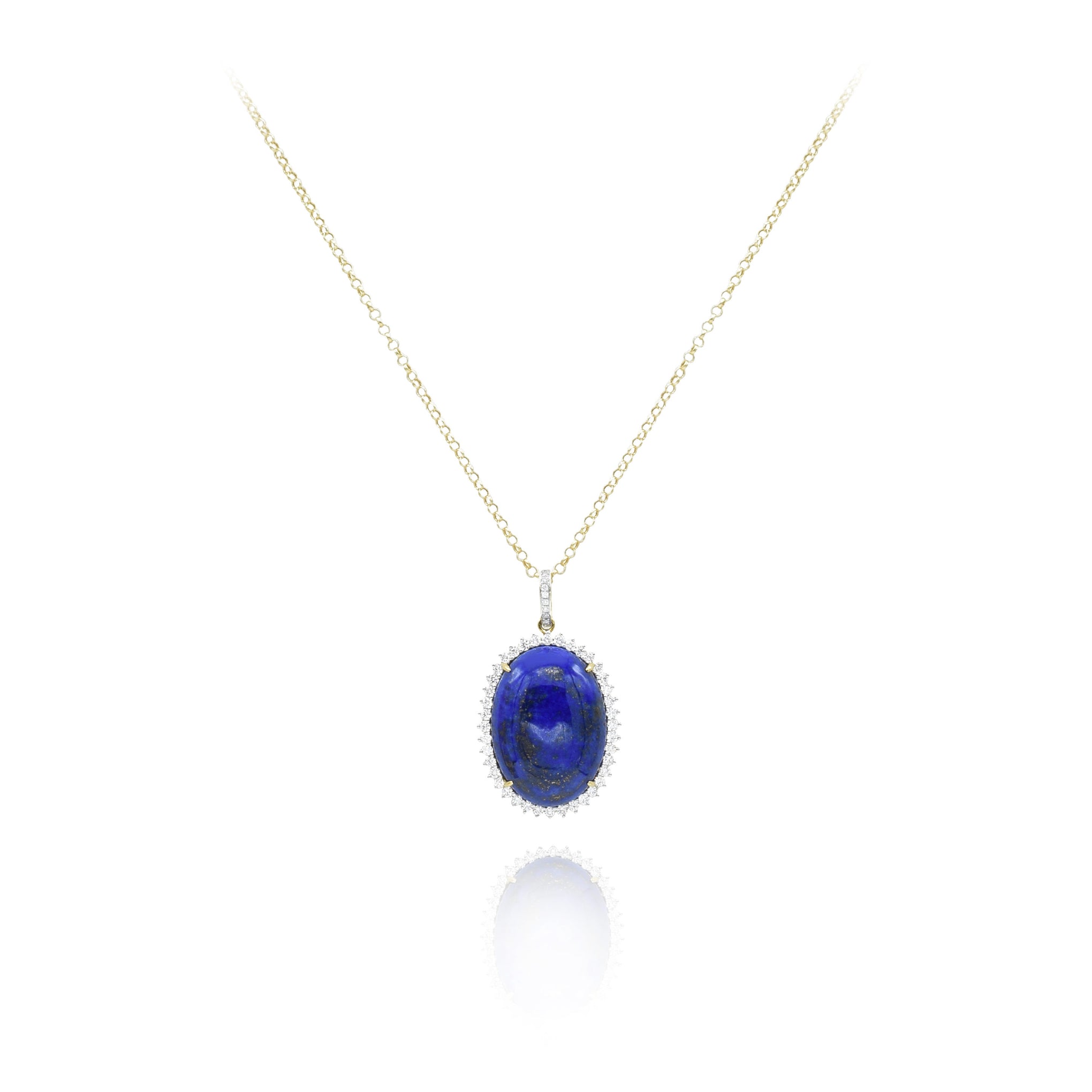 Diamond and Lapis Pendant Set in 18kt Yellow Gold
