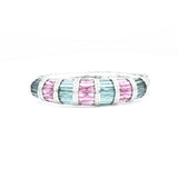 18kt White Gold Pink and Green Tourmaline with Diamond Bangle