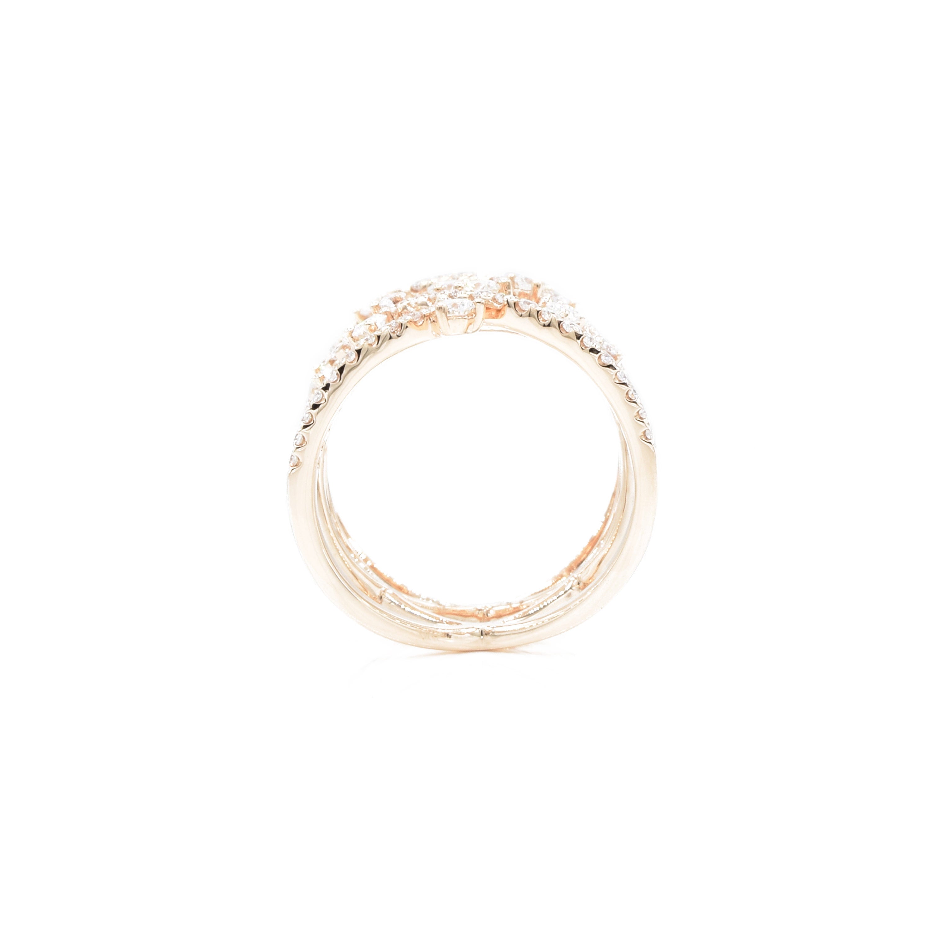 18KT Rose Gold And Diamond Criss-Cross Ring