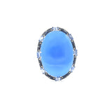 18kt White Gold Blue Agate Sapphire and Diamond Ring