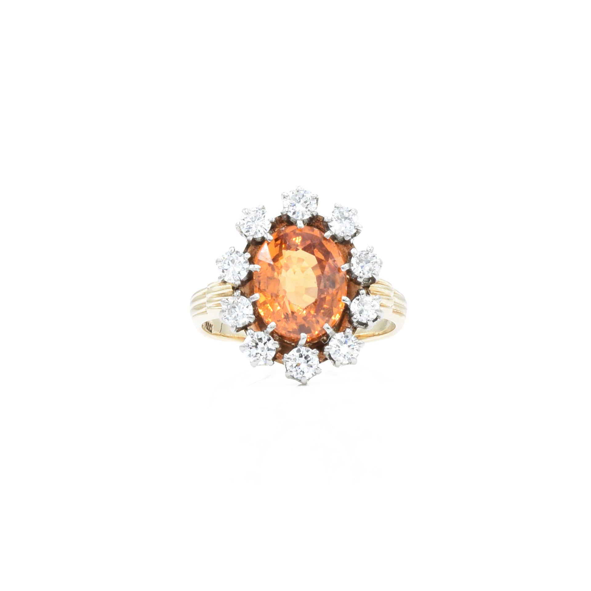 Estate 14KT Gold Spessartite Garnet And Diamond Ring