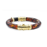 Estate 18KT Yellow Gold And Sterling Silver Enamel Bangle