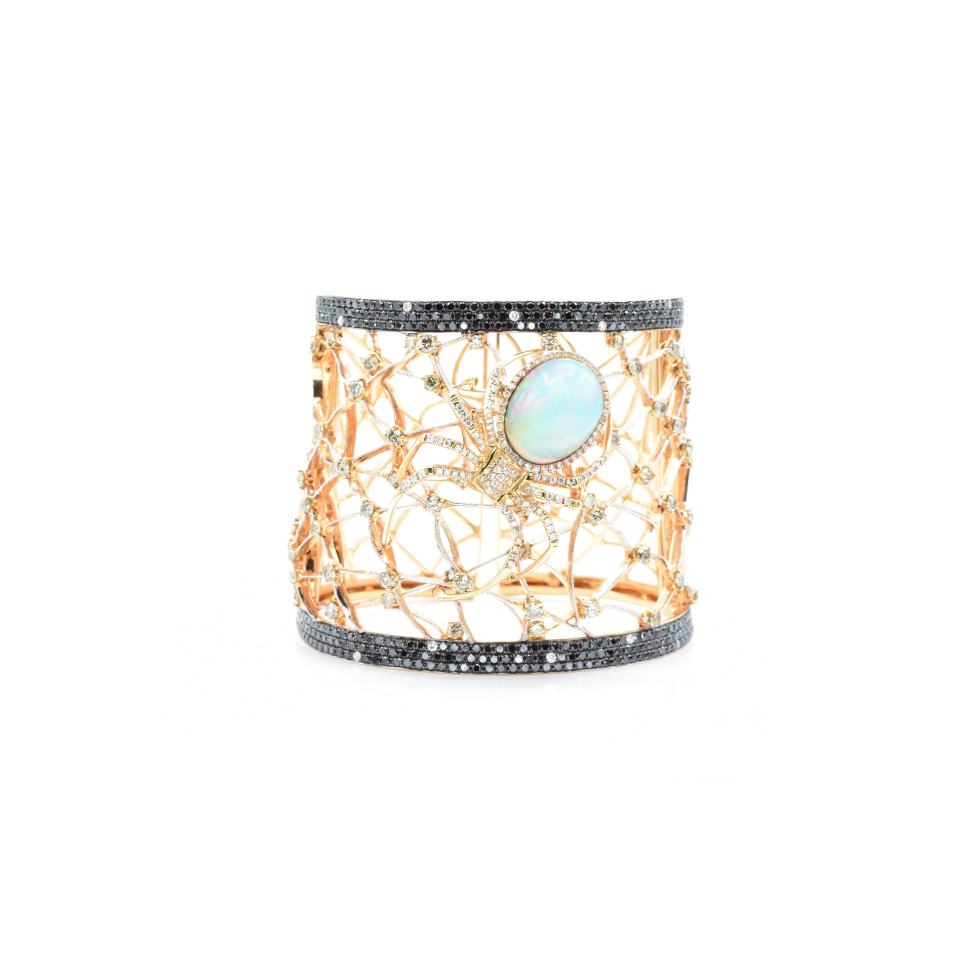 18kt Rose Gold Opal and Diamond 'Spider' Bangle