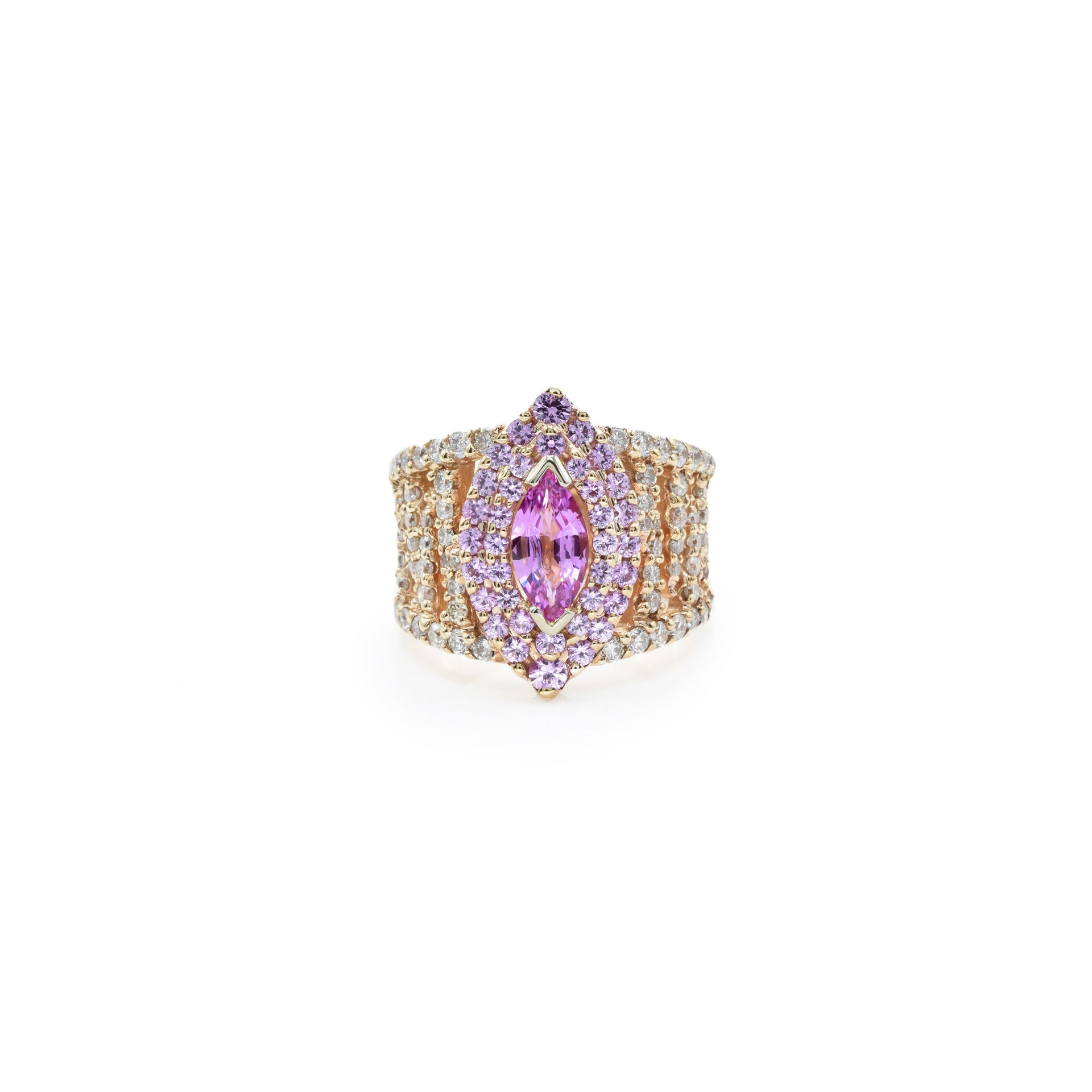 18kt Rose Gold Diamond and Pink Sapphire Ring