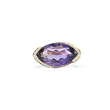 18KT Rose Gold Amethyst, Pink Sapphire, Black And White Diamond Ring