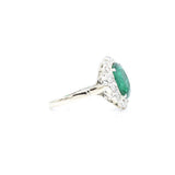 Estate 14KT White Gold Diamond And Emerald Ring Circa 1920