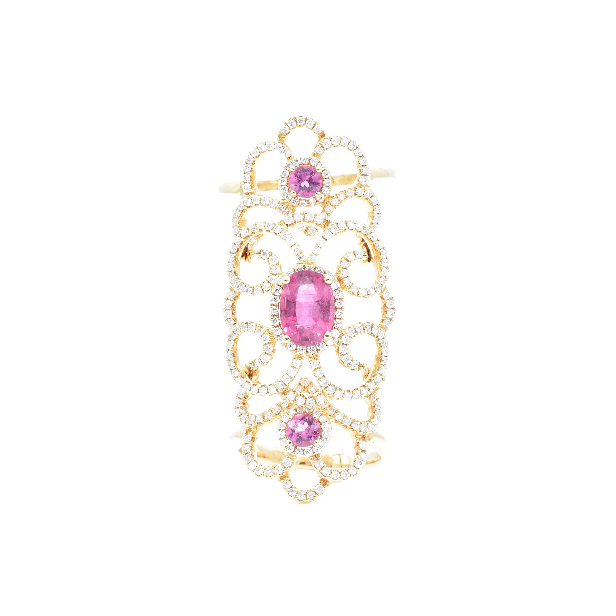 18kt Rose Gold, Rubellite and Diamond Double Ring