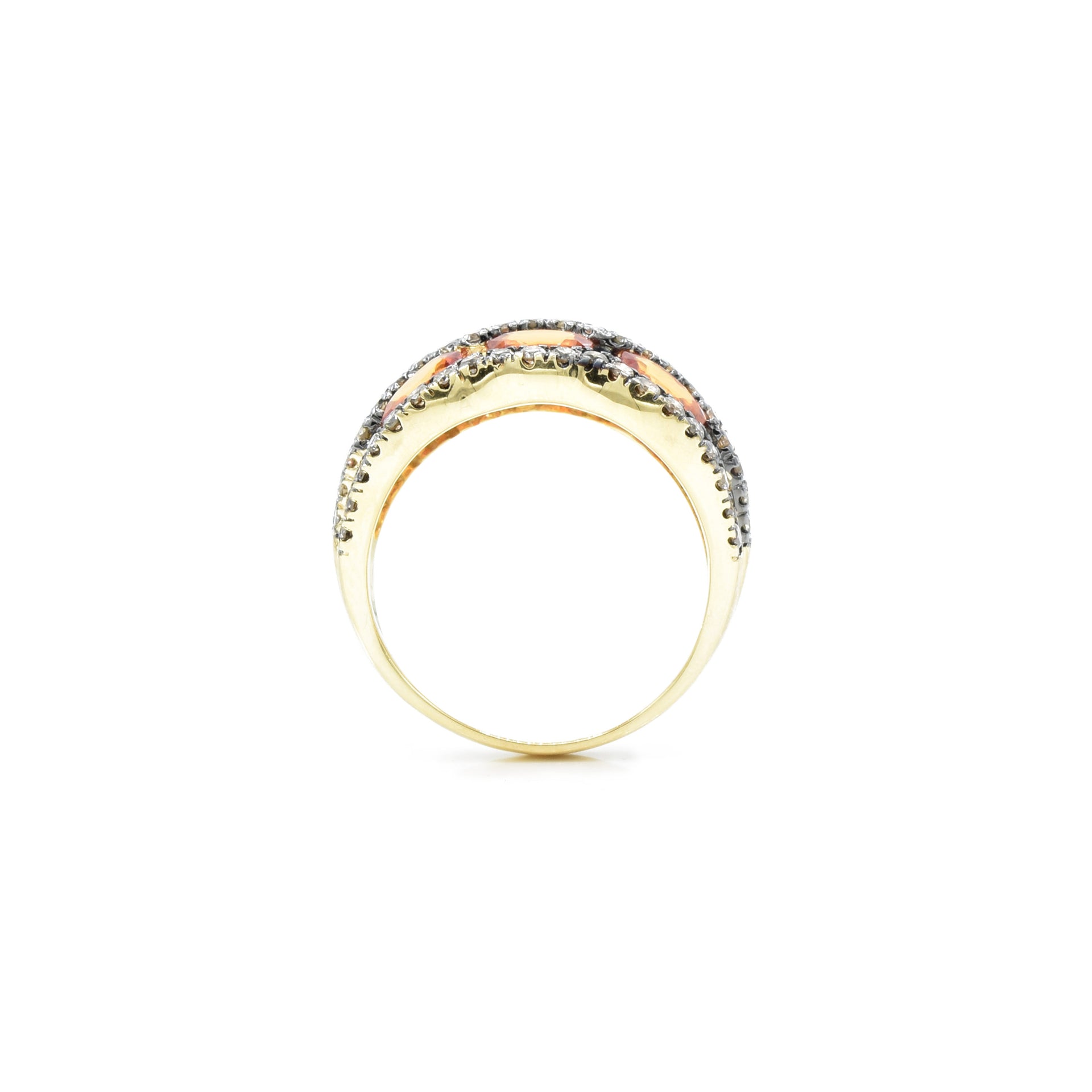 18kt Yellow Gold Champagne Diamond and Orange Sapphire Ring