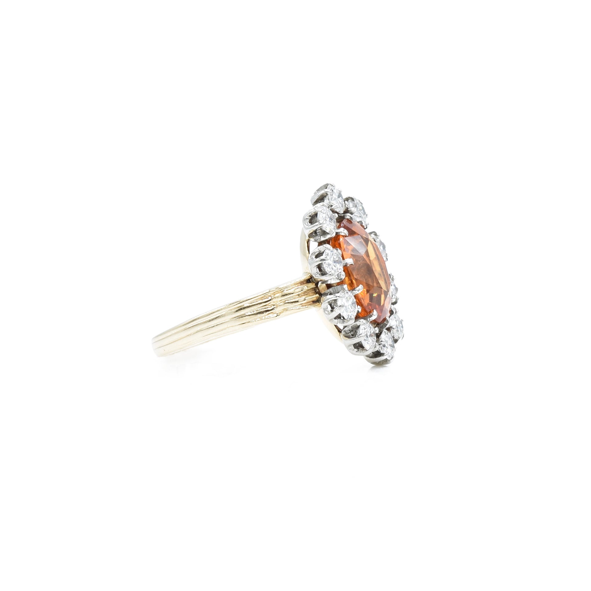 Estate 14KT Gold Spessartite Garnet And Diamond Ring