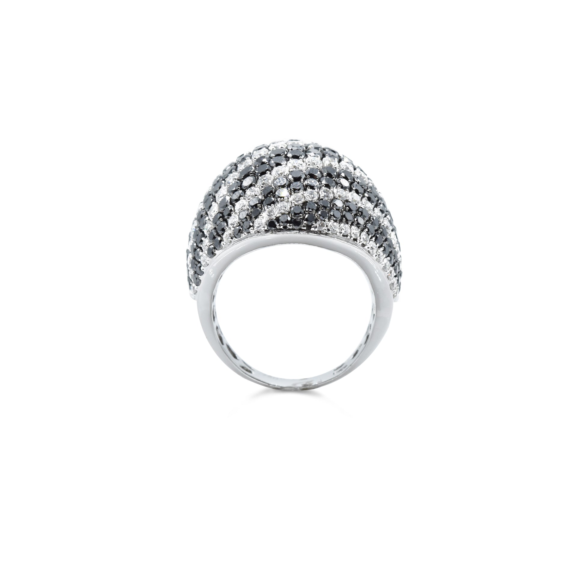 18kt White Gold Black and White Striped Diamond Ring