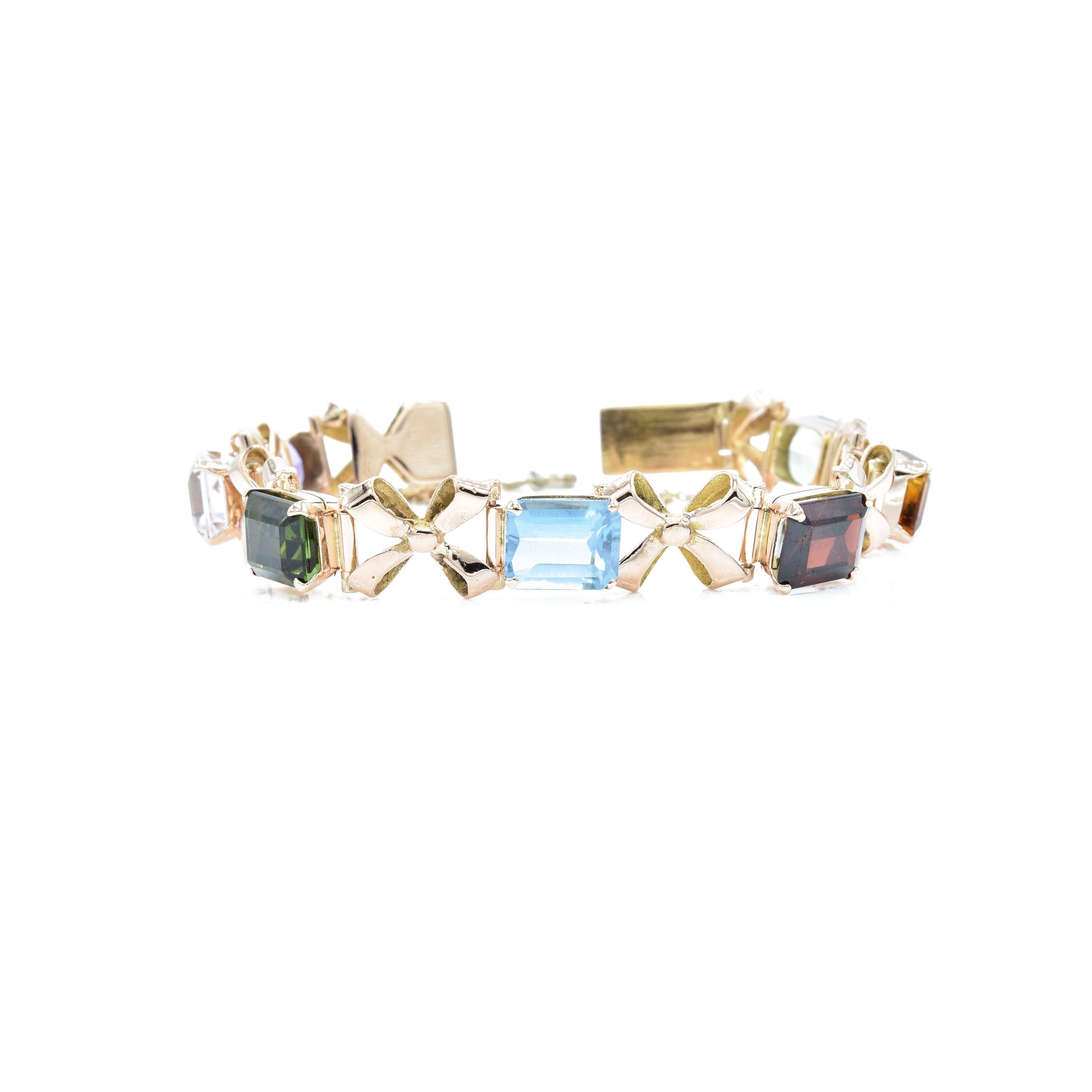 Estate 18KT Rose Gold Natural Gemstone Bracelet