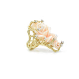 Estate 18KT Yellow Gold Coral Rose Flower Ring