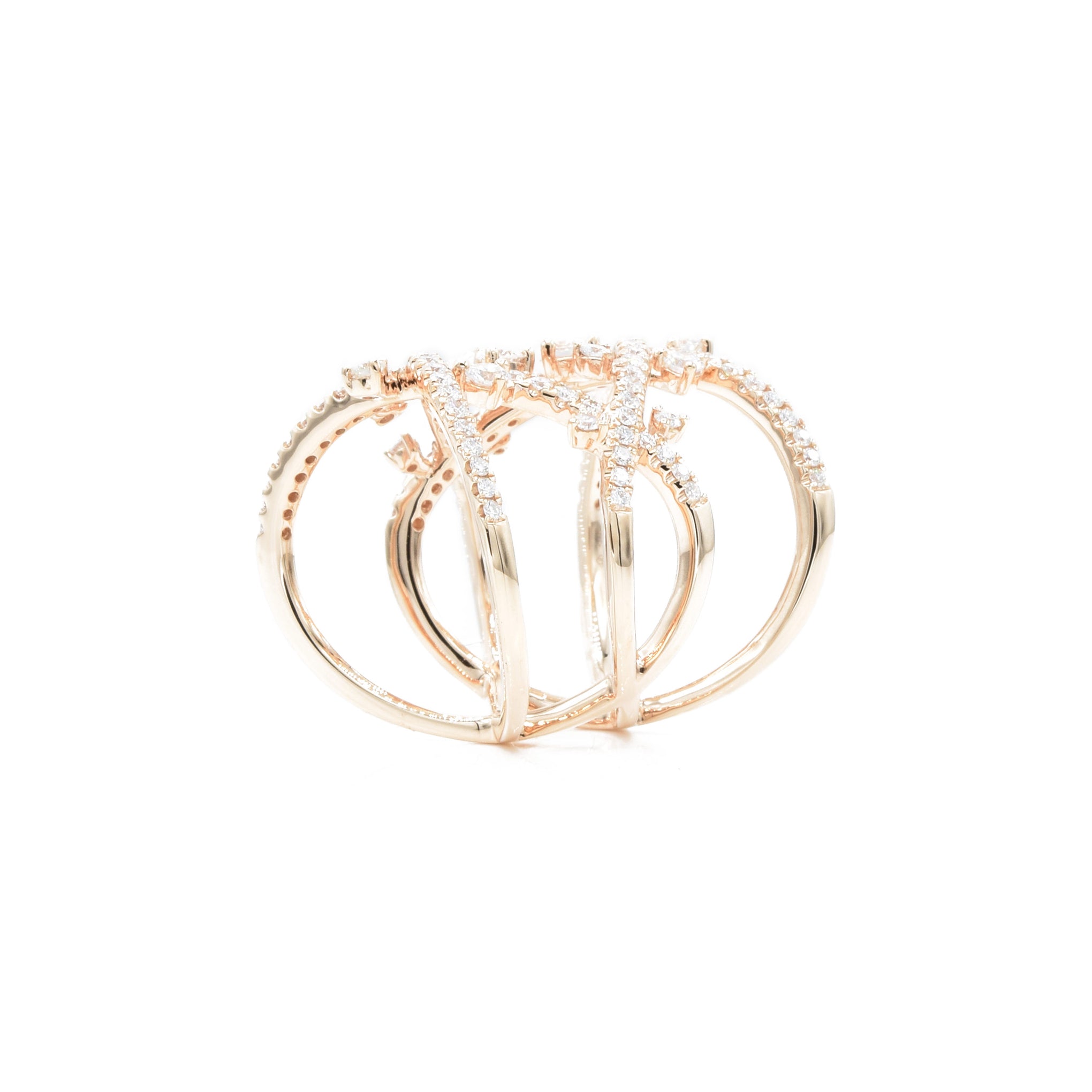 18KT Rose Gold And Diamond Criss-Cross Ring