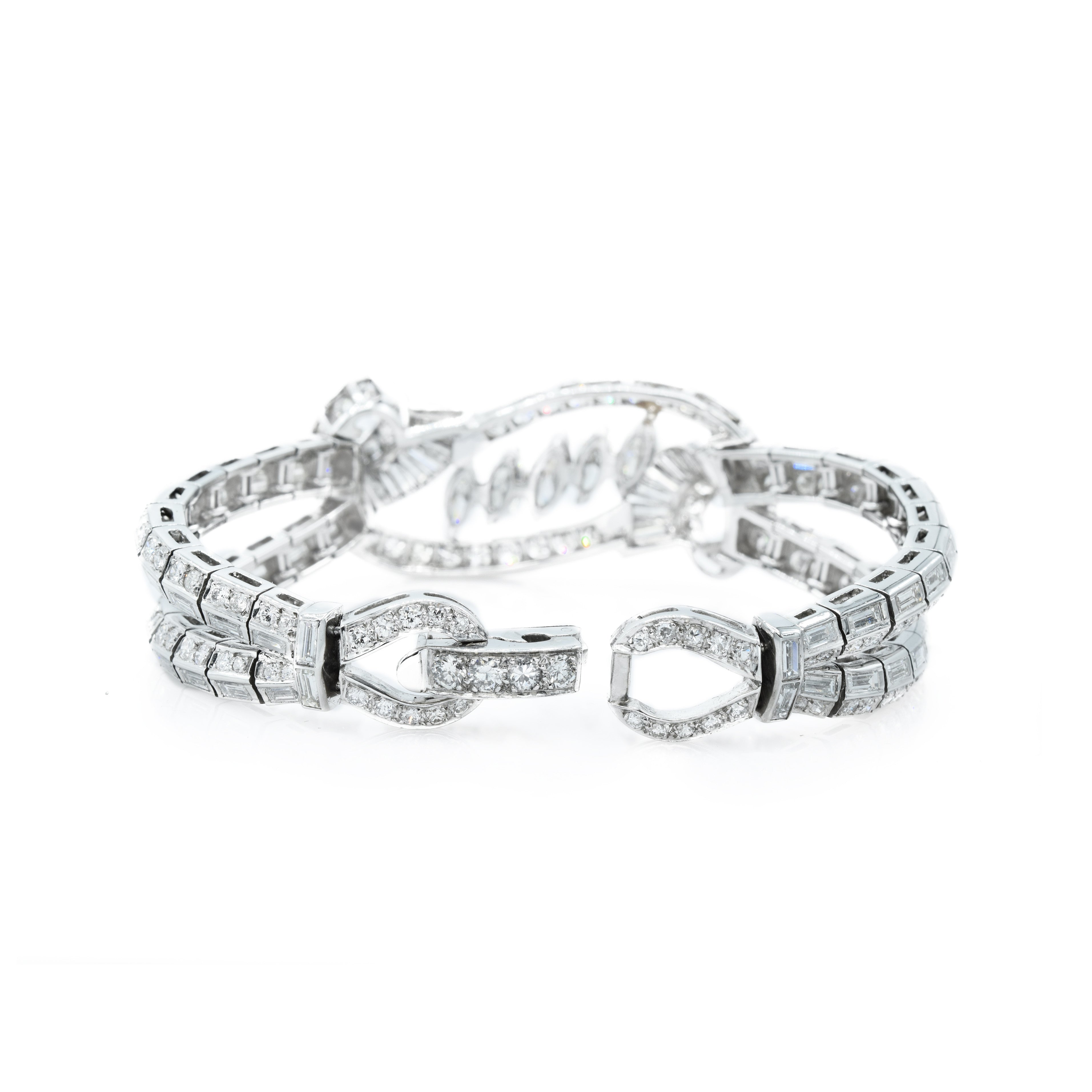 Estate 1950s Platinum And Diamond Bracelet