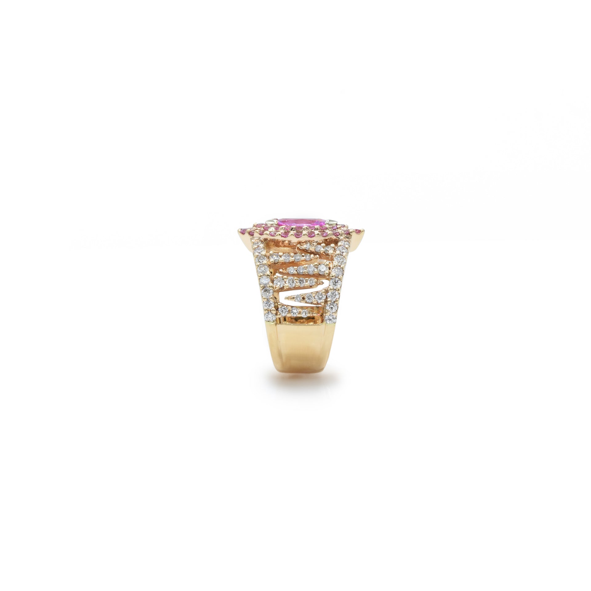 18kt Rose Gold Diamond and Pink Sapphire Ring
