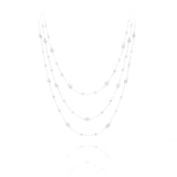 14KT White Gold Diamond Scattered Triple Strand Necklace
