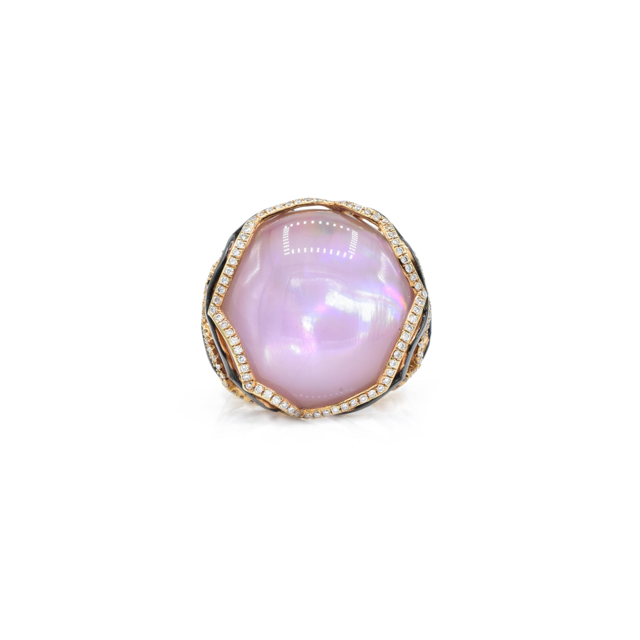18KT Rose Gold Amethyst And Mother Of Pearl Ring