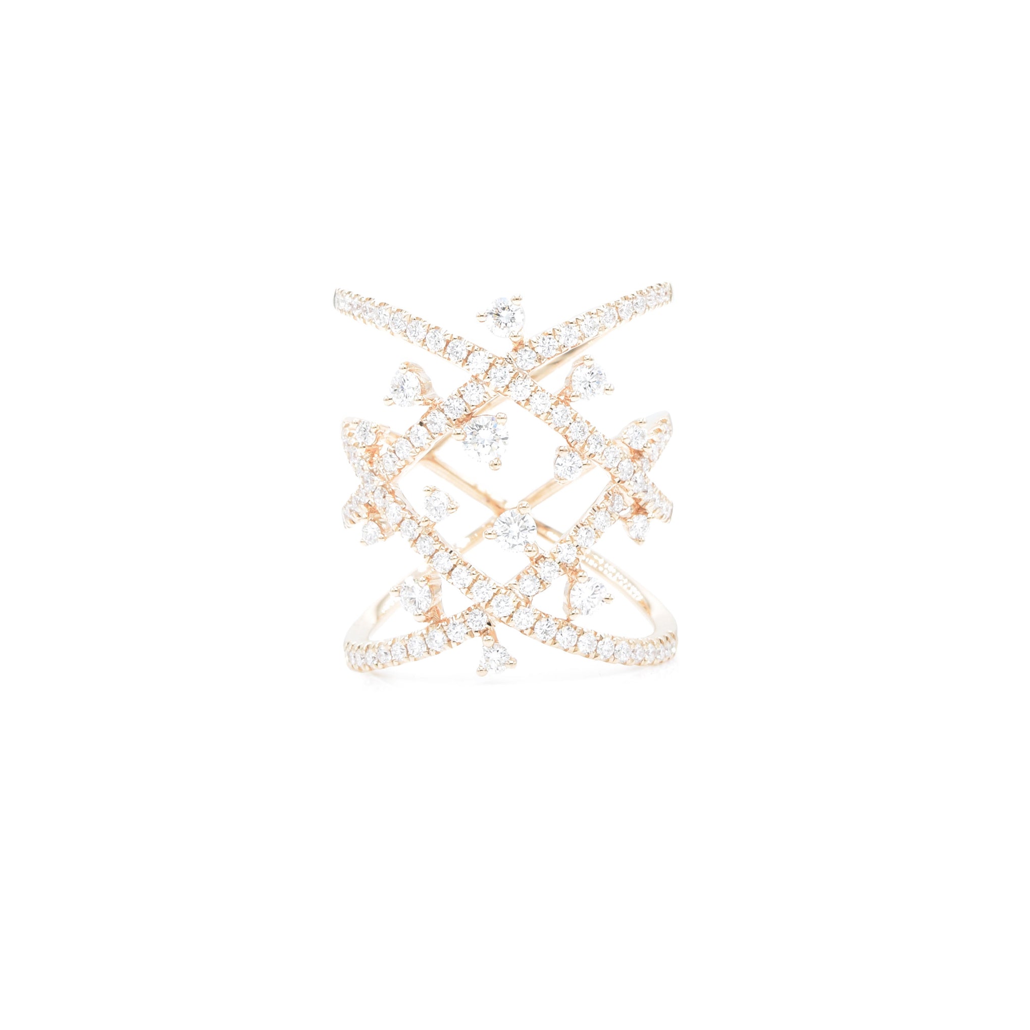 18KT Rose Gold And Diamond Criss-Cross Ring