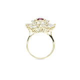 Estate 18KT Yellow Gold Ruby And Diamond Ballerina Set Ring